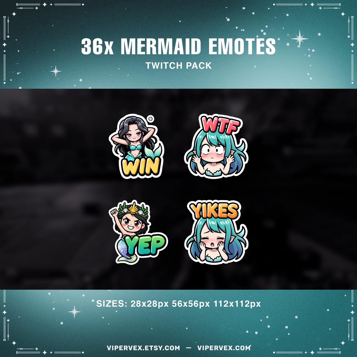 Ocean Emotes Mermaid Twitch Emotes: 36 Ocean Emoji Pack (digital Download) - Etsy