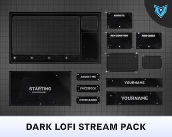 Dark Lofi Animiertes Twitch Stream Paket: Overlays, Alarme, Banner