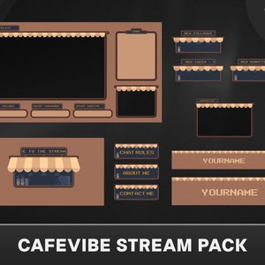 Cafe Vibe Twitch Stream Overlay Pack: Brown Coffee Theme