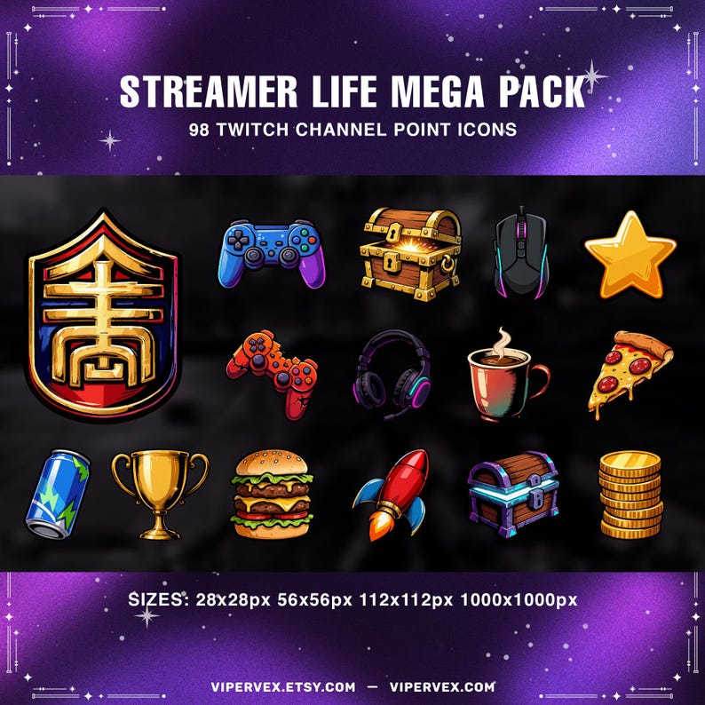 Twitch Channel Points Icons Set 98 Streamer Life Graphics Custom ...