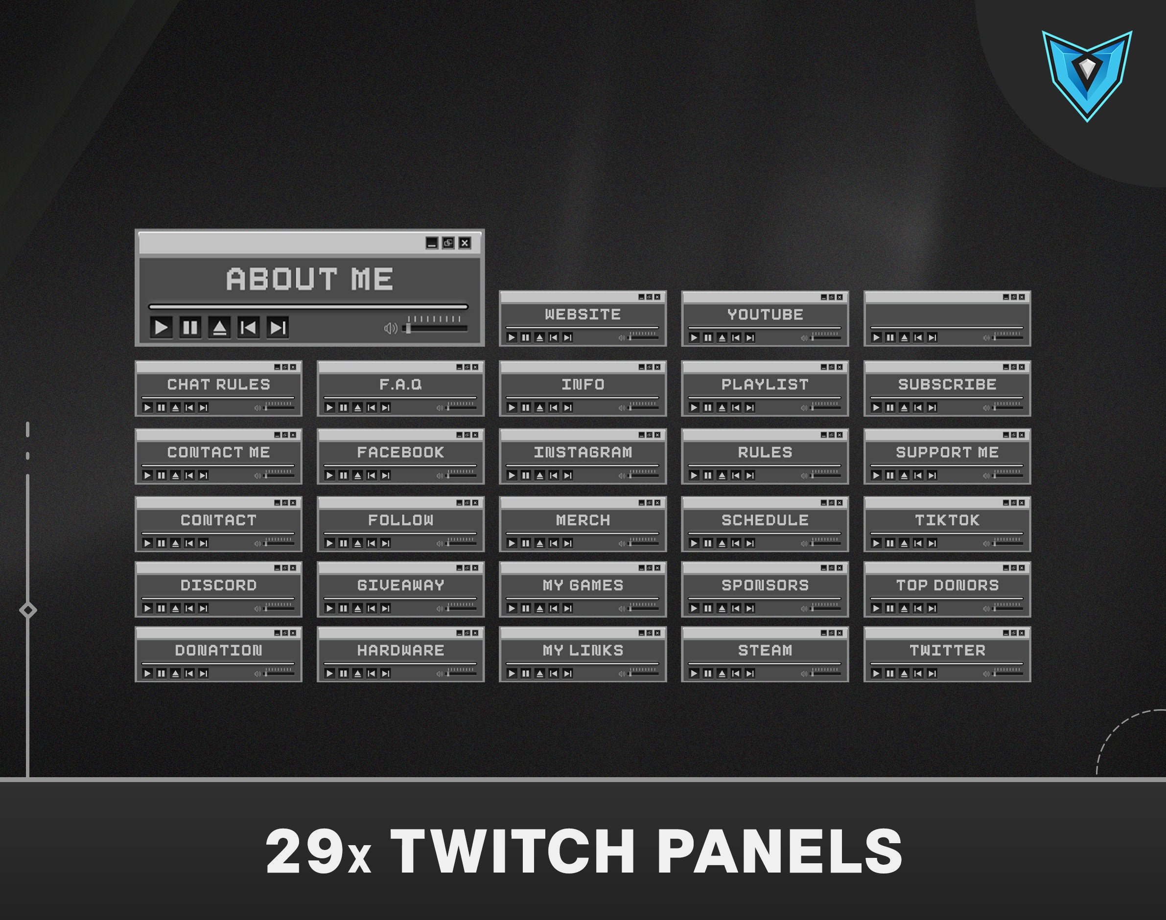Animated Stream Overlay Package Blue, Twitch Loading Screen, Twitch ...