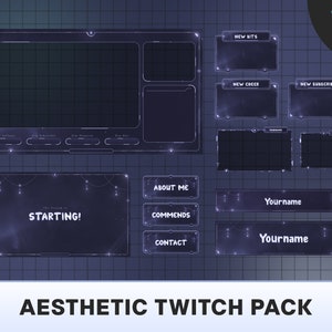 Purple Aesthetic Twitch Overlay Stream Pack, Twitch Overlay Moon, Hearts animated Overlays, Twitch Screens, Alerts, Banners, Panels, Webcams