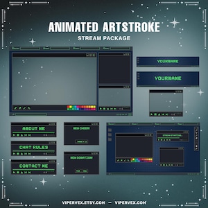 Dark Green Animated Twitch Overlay Pack, Cozy Twitch Overlay, Lofi Twitch Overlay, Vtuber Overlay, Alerts, Banners, Twitch Screen, Webcam