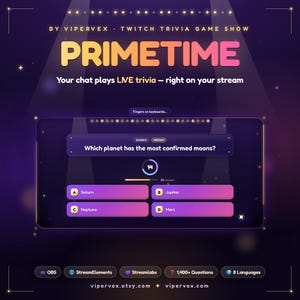 Twitch Trivia Game Widget, Chat Plays Quiz Show Overlay, StreamElements OBS Streamlabs, Viewer Engagement
