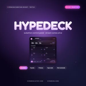 Subathon Timer Widget Twitch Overlay Animated Panel OBS Streamlabs StreamElements Countdown