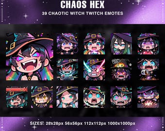 Pack de emoticonos de bruja para Twitch / Emojis de juegos mágicos y espeluznantes (39 diseños)