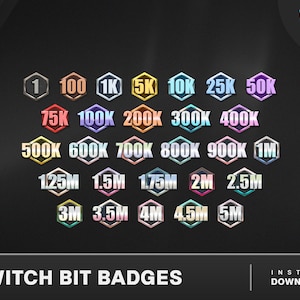 28 Twitch Bit Badges Nummers, Twitch Sub Badges, Twitch Bit Emotes, Bit Badges Met Nummers, Streaming Badges, Cheer Badges