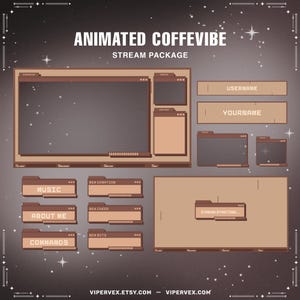 Animated Twitch Overlay Package Coffee, Café Twitch Overlay, Twitch Overlay Cozy, Lo-fi Coffee Streamer Package