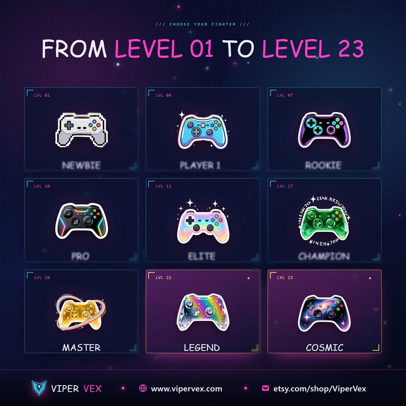 Twitch Controller Sub Badges: 23 Gaming Icons Pack (18x18 36x36 72x72 ...