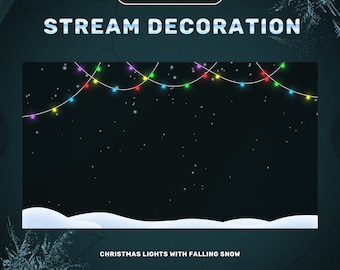 Weihnachtslichter Strom Dekoration mit fallendem Schnee, Winter Twitch Overlay, gemütliche Vtuber Bildschirme