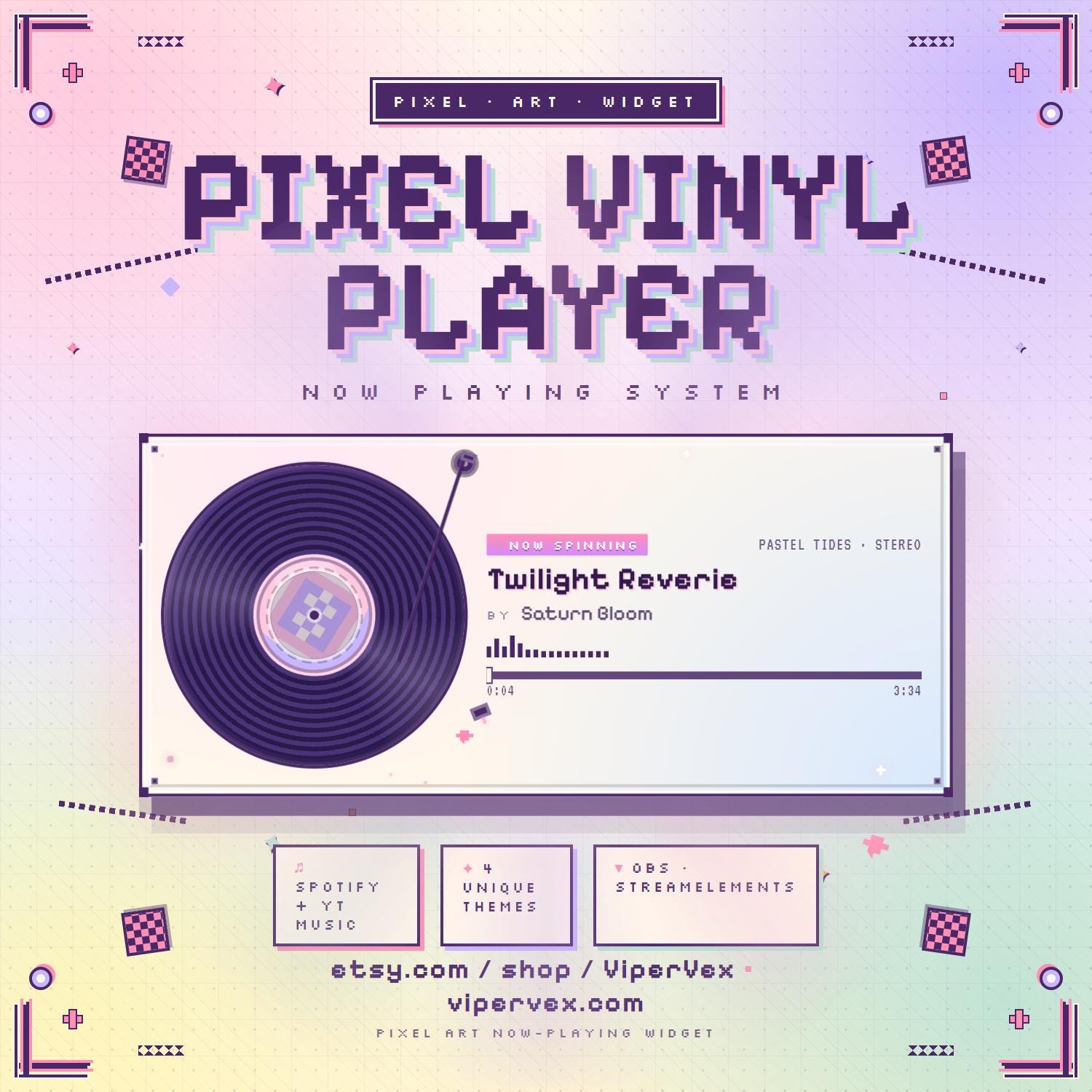 Pixelbot Spotify Spotify Now Playing Widget Twitch Overlay OBS Streamelements Pixel Art ...