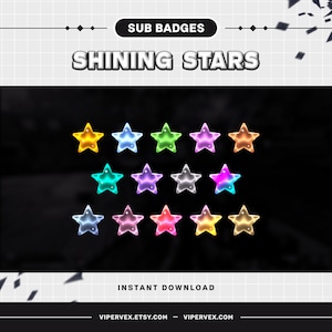 Stars Twitch Sub Badges Pack, Loyalty Badges, Subscriber Badges, Twitch Sub Badges, Sub Badges Twitch, 12 sub badges twitch