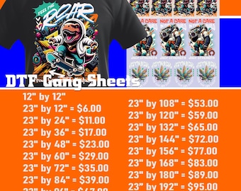 Custom Gang Sheet, Full Color DTF, Shirt Heat Transfer, Ready To Apply, Express DTF, Direct To Film, DTF Screen Print, Bulk Printing