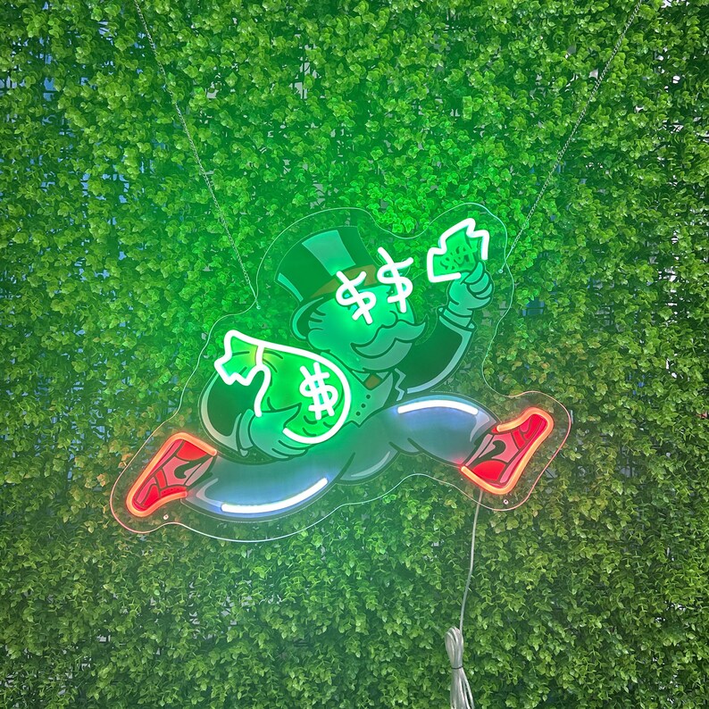 Neon Monopoly Man Sign Acrylic Art Neon Acrylic Artwork Etsy