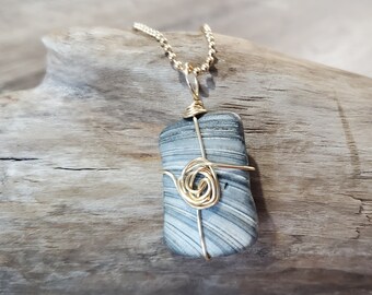 Sea Shell Pendant - Beach Combed Sea Shell Wire Wrapped , Unique Gift for Special Occasion