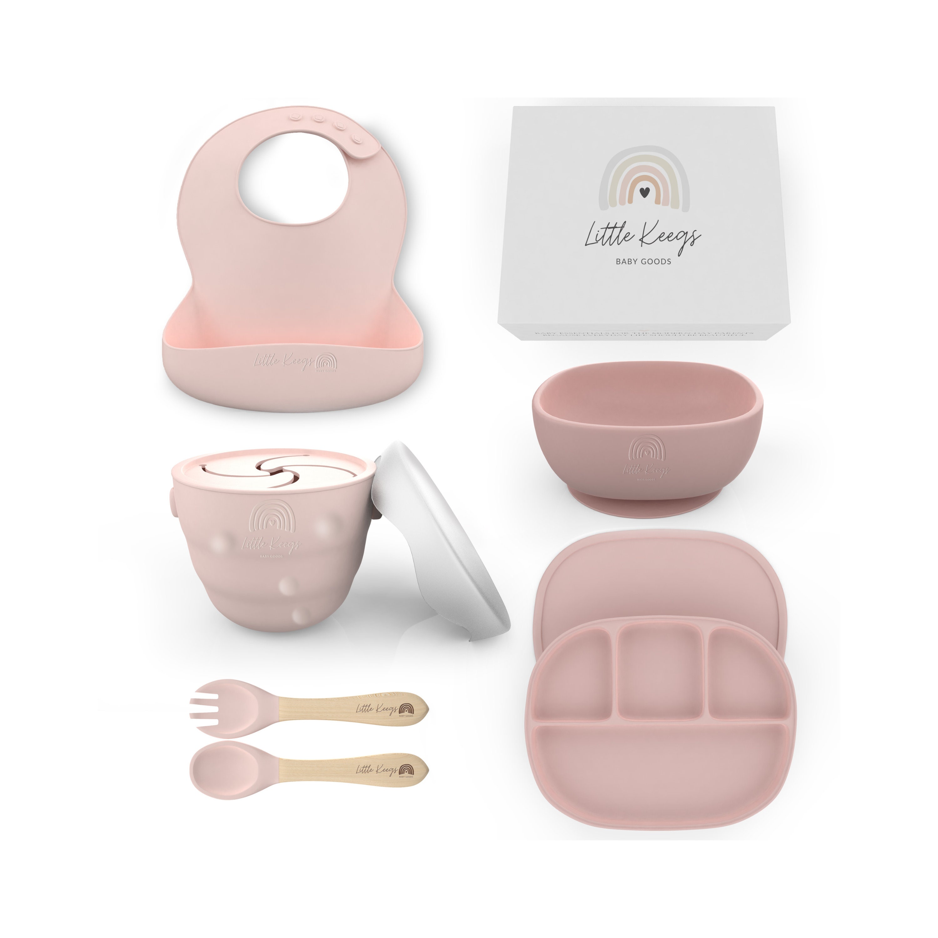 21 Pcs Silicone Baby Feeding Set Toddler Led Weaning Supplies Suction Plate  for Baby Baby Spoon and Fork Bowls Straw Sippy Cup and Feeding Bib Placemat  10+ Month (Dark Color Fresh Style)