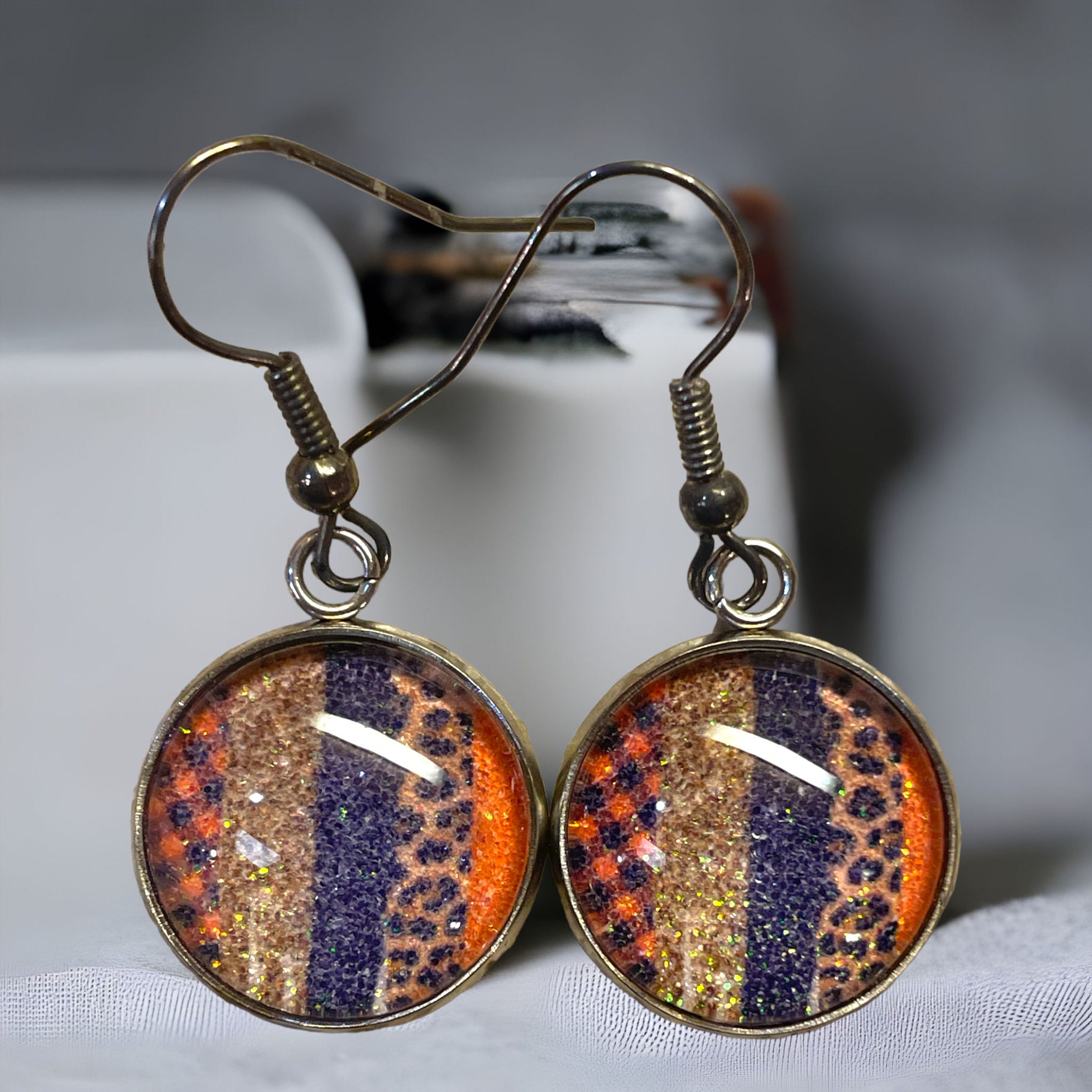 Personalized Earrings, Sport Earrings, School Earrings, Glitter