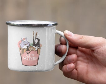 Ghibli Geïnspireerde Cup Noodles Emaille Camping Mok, 12 oz.