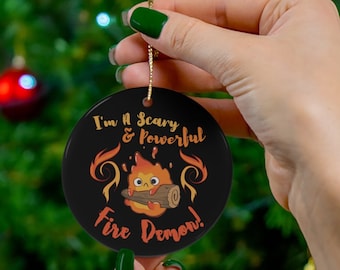 Scary Powerful Fire Demon Holiday Ceramic Ornament