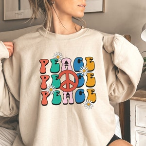 Peace Sweater, Groovy Sweater, 70s Inspired Sweater, Retro Sweater, Unisex Sweater