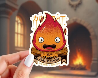 Scary Powerful Fire Demon Sticker | Moving Castle Inspired Sticker | Anime Inspired Sticker | Glossy Vinyl Sticker | 3.25" x 2.25" Sticker