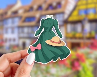 Sophie's Dress Sticker | Moving Castle Anime Inspired Sticker | Laminated Glossy Vinyl Sticker | 3.5" x 2.5" Sticker