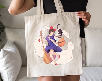 Kiki's Delivery Service Inspired Kiki and Jiji Canvas Tote Bag