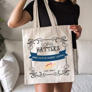 Howl's Moving Castle Inspired Sophie Hatter's "Finest Hats in Market Chipping" Tote Bag