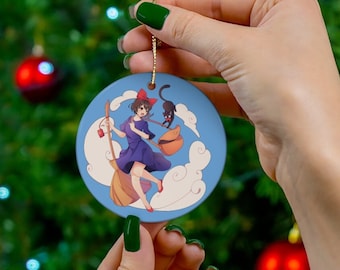 Op Kiki's bezorgservice geïnspireerd keramisch kerstornament op Kiki en Jiji