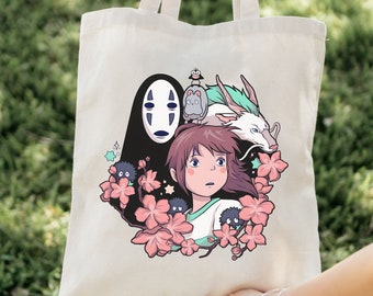 Spirited Away Inspired Cotton Canvas Tote Bag