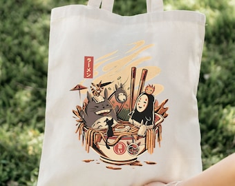 Ghibli Inspired Ramen Cotton Canvas Tote Bag