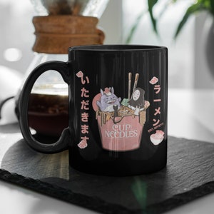 Studio Ghibli Inspired Cup of Noodles 11oz Black Mug