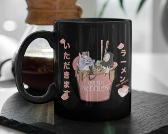 Studio Ghibli Inspired Cup of Noodles 11oz Black Mug