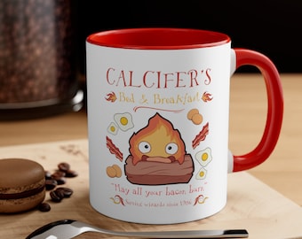Calcifer's Bed & Breakfast Howl's Moving Castle Inspired Accent Coffee Mug, 11oz