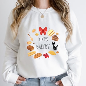Kiki&#39;s Bakery, Kiki’s Delivery Service Jiji Inspired Unisex Crewneck Sweatshirt