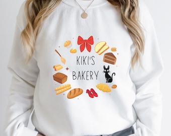 Kiki's Bakery, Kiki’s Delivery Service Jiji Inspired Unisex Crewneck Sweatshirt