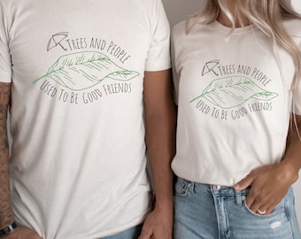 Bomen en mensen waren vroeger goede vrienden Totoro geïnspireerd Citaat Unisex Short Sleeve Tee