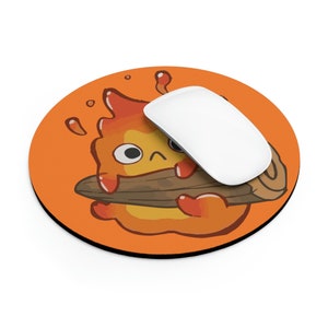 Howl&#39;s Moving Castle Inspired Calcifer Fire Demon Round Mouse Pad