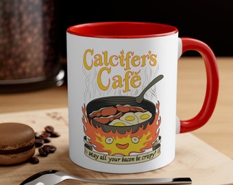 Taza de café con acento de Calcifer's Cafe inspirada en El castillo ambulante, 11 oz