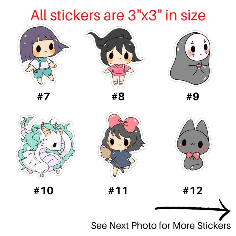 PICK ANY 5 STICKERS Chibi Ghibli Sticker Bundle 3x3 Etsy