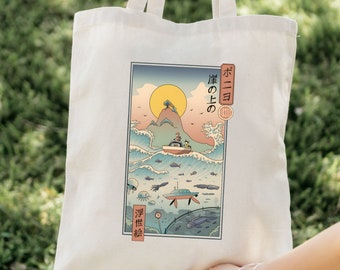 Ponyo Inspired Cotton Canvas Tote Bag
