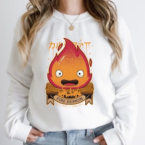 Calcifer Fire Demon Howl&#39;s Moving Castle Inspired Sweatshirt
