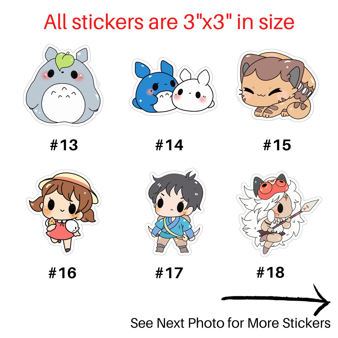 PICK ANY 5 STICKERS Chibi Ghibli Sticker Bundle 3x3 Etsy