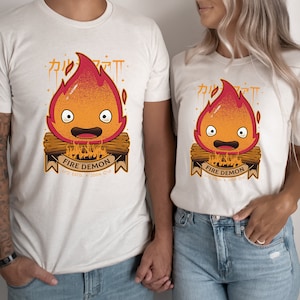 Calcifer Fire Demon Howl&#39;s Moving Castle Inspired Unisex Tshirt