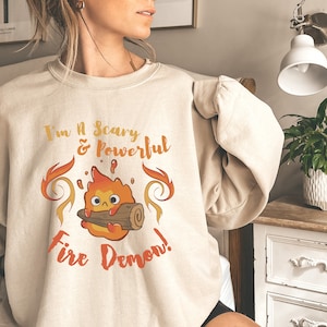 Calcifer Scary & Powerful Fire Demon Howl&#39;s Moving Castle Inspired Sweatshirt