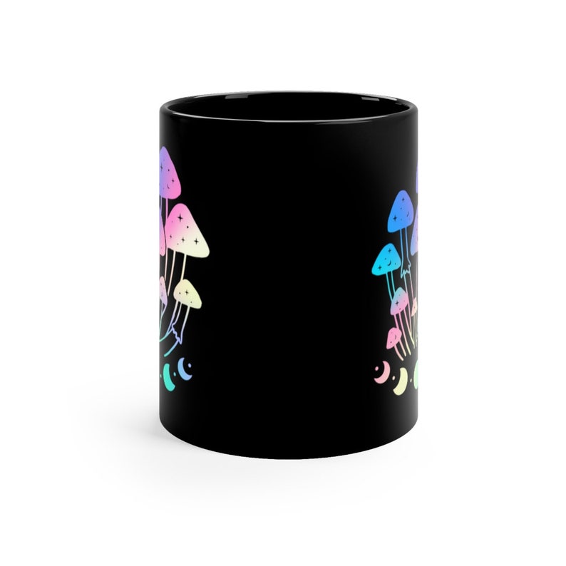 Taza de café con hongos psicodélicos, taza de café Moon Phases, taza de café con hongos holográficos imagen 3