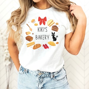 Kiki&#39;s Bakery, Kiki’s Delivery Service Jiji Inspired Women&#39;s Cotton Tee