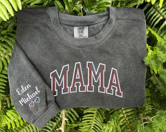 Embroidered Baseball Mom Sweatshirt, Personalized Mom Sweatshirts With Kids Name, Baseball Sweatshirts Comfort Colors®, Baseball Mom Gifts