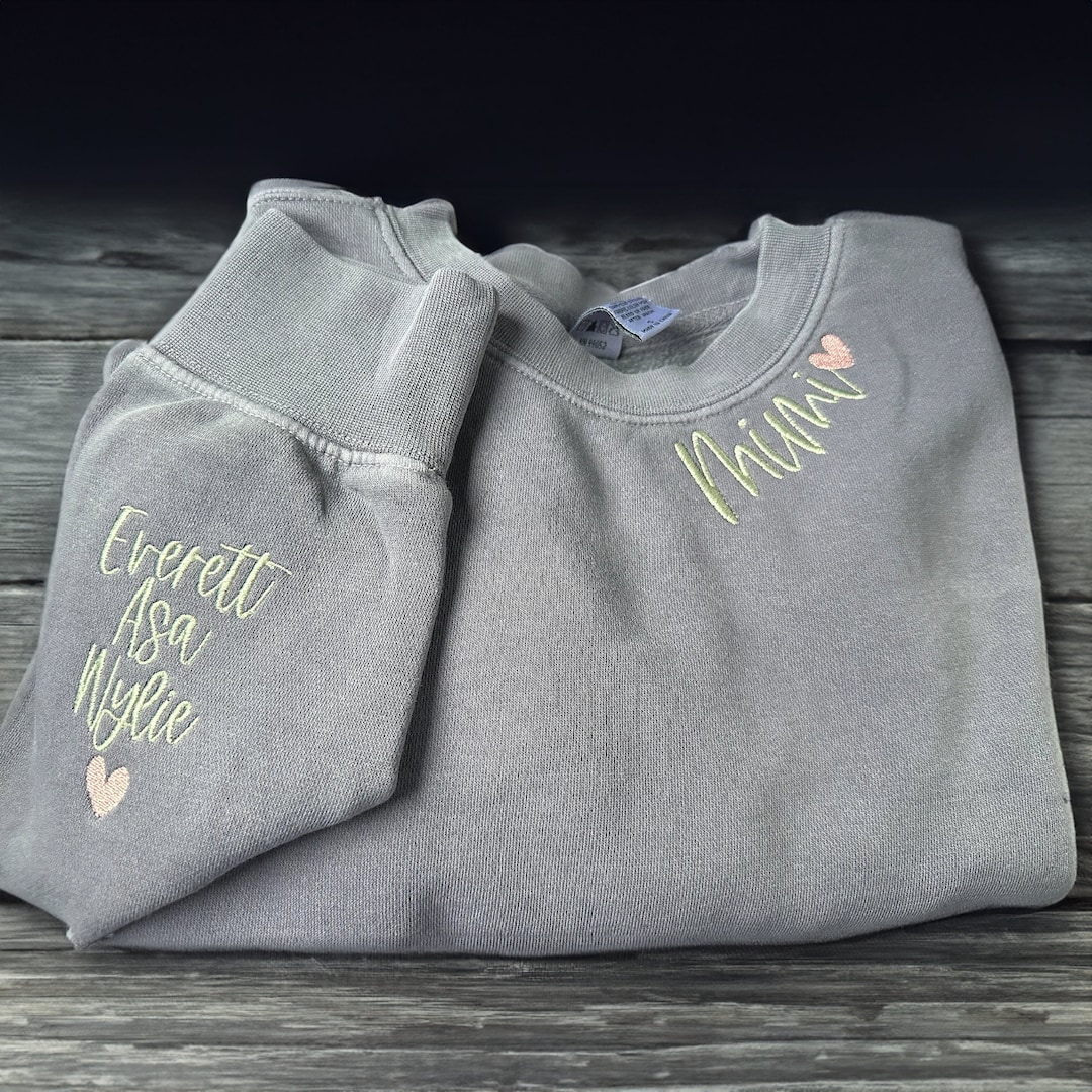 Comfort Colors® Custom Embroidered Mimi Sweatshirt With Grandkids Name ...