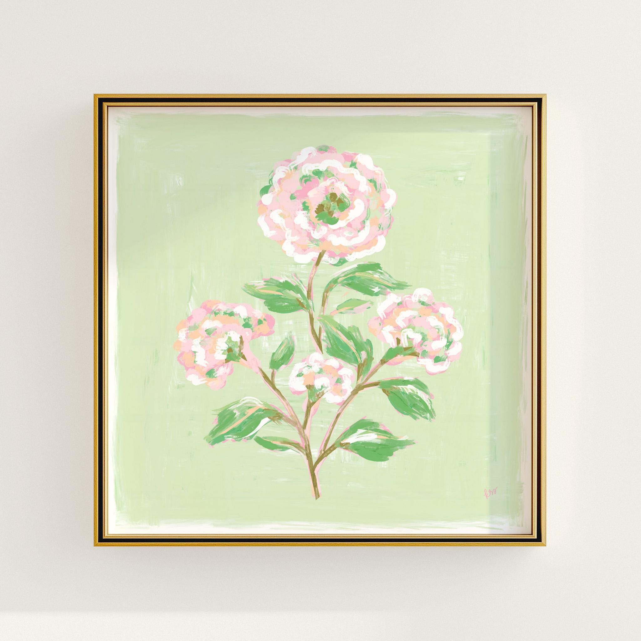 Pink & Green Floral Botanical Print | Grandmillennial Wall Decor ...